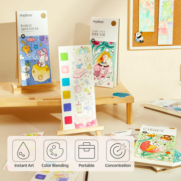 Mideer Watercolor Painting Book For Kids Ages 4-8, Pocket Watercolor Painting Book Arts And Crafts For Toddlers, Travel Activities Paint With Water Coloring Book Set For Kids 3-8 (3 Packs)