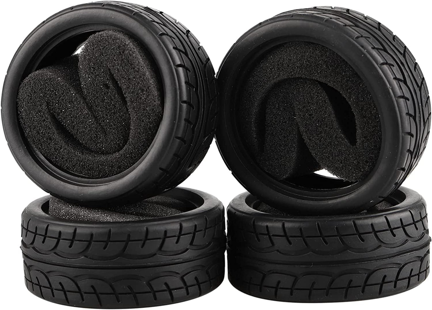 Shaluoman 8pcs 1/10 on Road Soft Tires Tyres Fit for RC 1:10 Touring On Road Car Wheels Rim Black