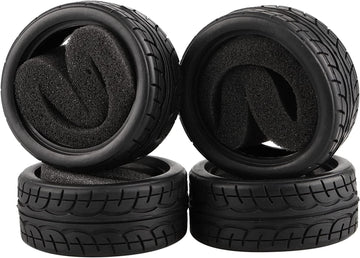 Shaluoman 8pcs 1/10 on Road Soft Tires Tyres Fit for RC 1:10 Touring On Road Car Wheels Rim Black