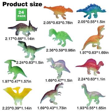 Mini Luminous Dinosaur Toys for Kids 3-5,24 Pack Realistic Toddler Dinosaur Toy Set,Educational Dinosaurs for Kids 3-5,Perfect D