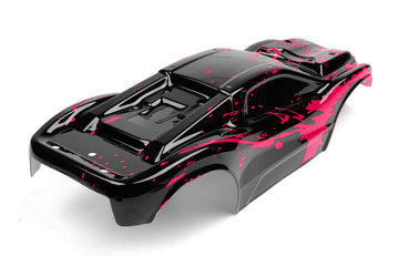 SummitLink Custom Body Muddy Hot Pink Over Black Style Compatible for Rustler 4X4, Rustler BL-2S, Rustler 4x4 Ultimate 1/10 Scal