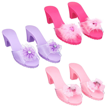 PRINCESS EXPRESSIONS 3-Pack Princess Shoe Set - Toddler Heels, Size 7, Pink, Plastic/Textile, Ideal for Dress Up and Pretend Play