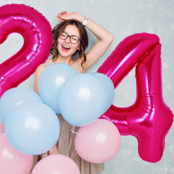 40 Inch Giant Hot Pink Number 4 Balloon, Helium Mylar Foil Number Balloons For Birthday Party, 4Th Birthday Decorations For Kids