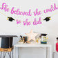 She Believed She Could So She Did Banner Decorations - Glitter She Did It 2024 Garland Graduation Bunting Banner, Congrats Grad