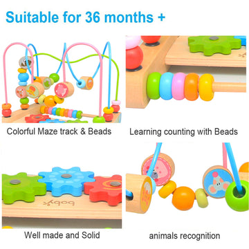 Bead Maze For Babies 6-12 Months,Wooden Educational Abacus Beads Circle Toddler Toys - Colorful Roller Coaster Activity Game,Great Gift For Babies Toddlers Girls And Boys