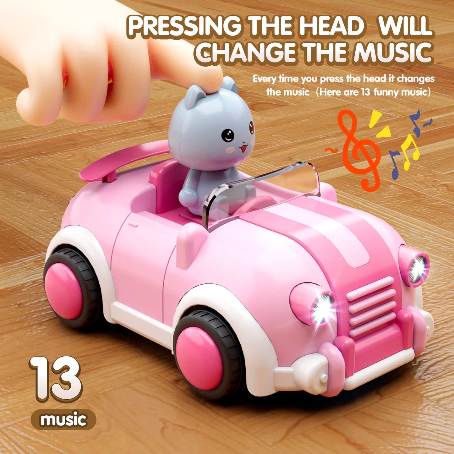 Love Life Girls Toys Age 3+,Remote Control Cars For Kids,With 3 Cartoon Dolls, Rc Car With Music And Lights,Gifts For 3+ Year Ol