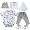 BABESIDE 6-Piece Reborn Baby Doll Clothes Set for 17-22 Inch Dolls - Dinosaur Outfit with Hat  Bib  Socks for Boy or Girl Dolls
