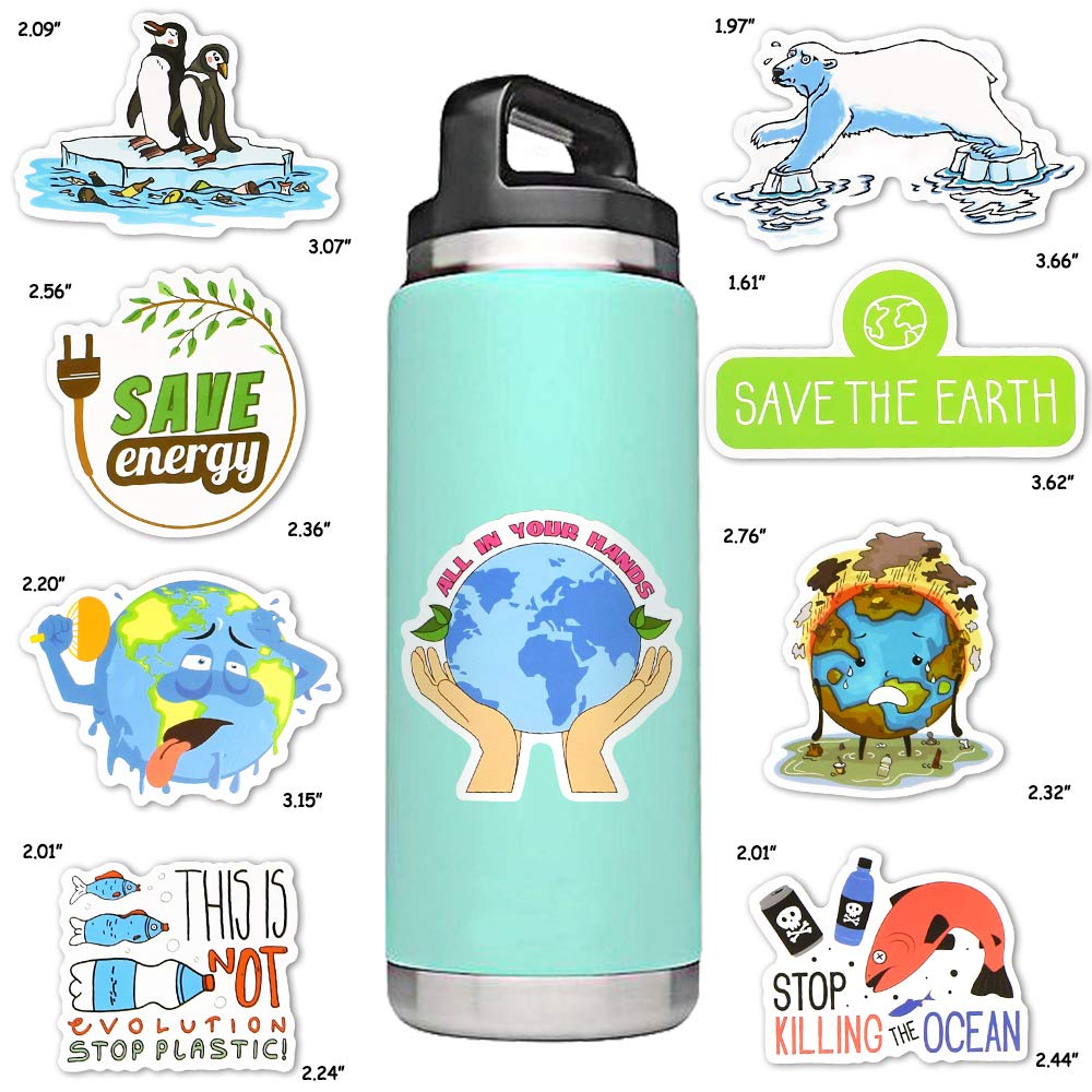 Earth Stickers Environmental Stickers Pack Waterproof Laptop Stickers For Kids Environmentalist(50 Pcs)