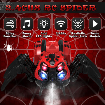 Remote Control Spider Toy, Robot Spider With 2.4 Ghz Remote Controller, Rc Spider Stunt Robot With Spray/Lights/Music, Realistic