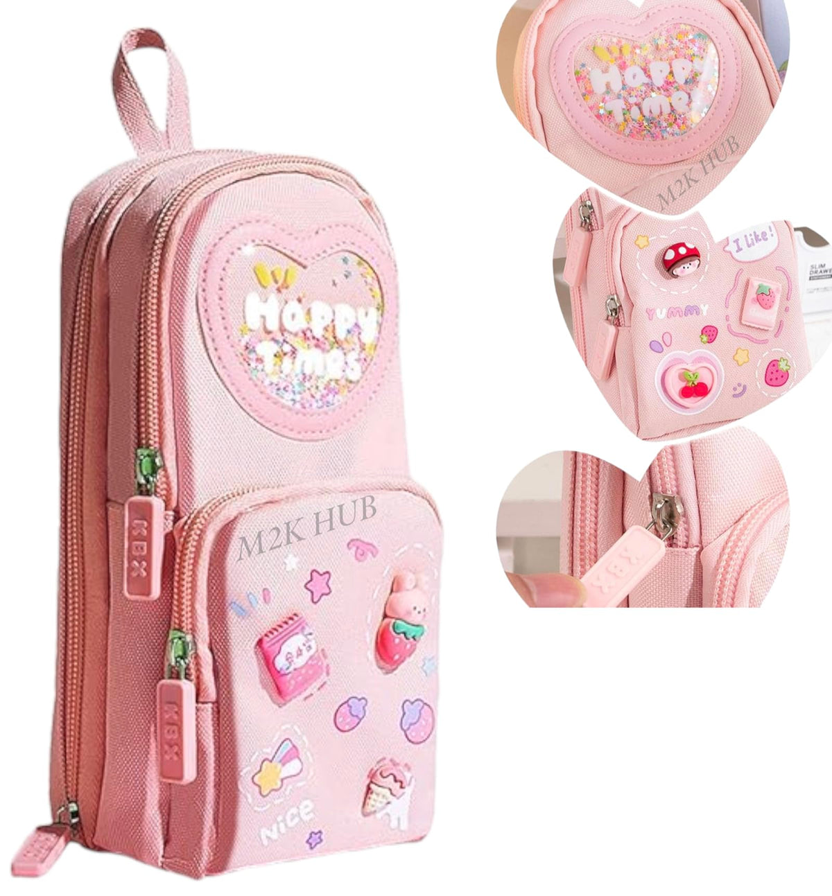 M2K HUB Polyester Stylish Pencil Case 6 Layer with 3 Compartment Large Capacity Pen Pencil Pouch Multifunctional Pouch for Schoo