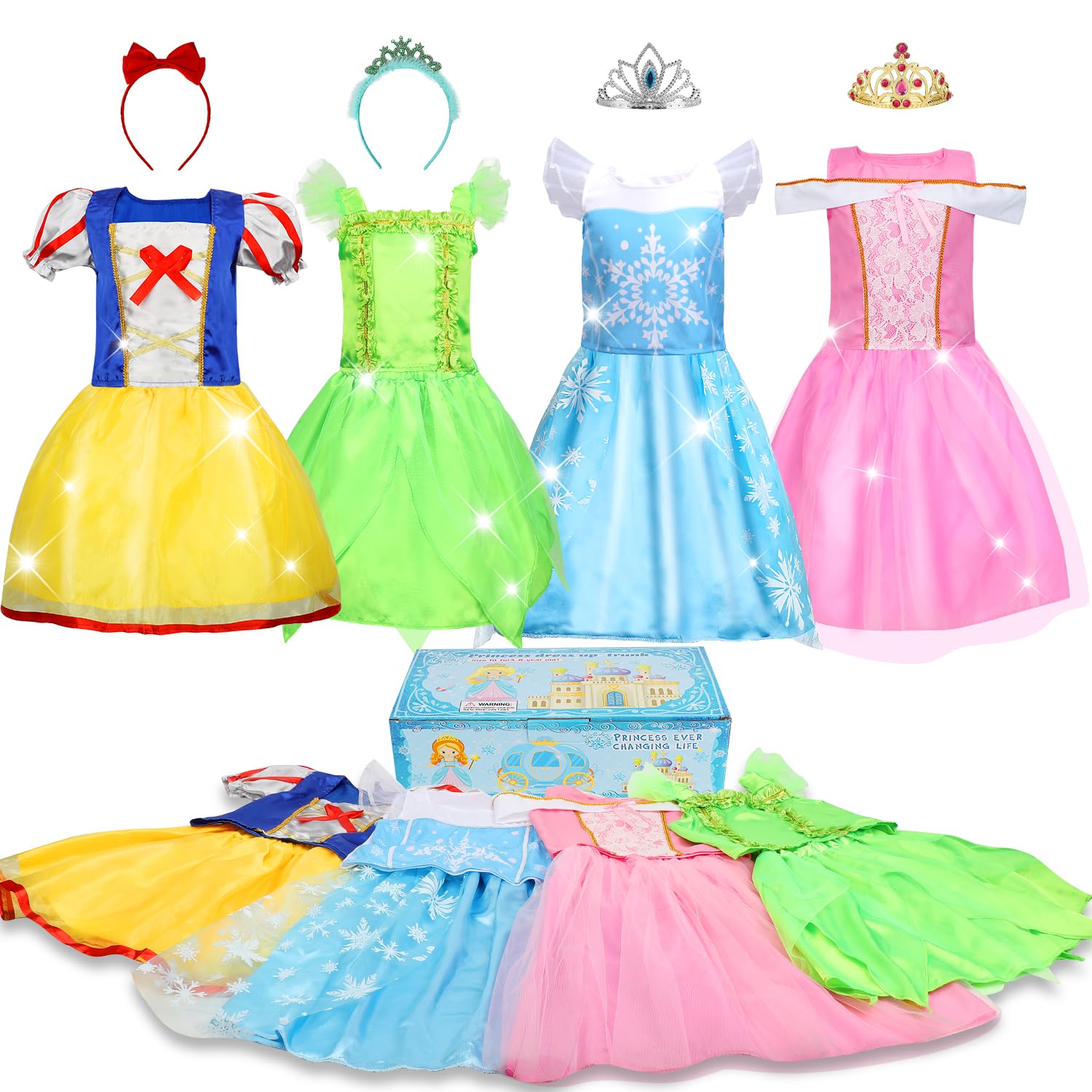 Dulsaera Princess Dress Up For Girls 4-6, Dress Up Clothes For Little Girls 3T-4T, Christmas Birthday Gift For Toddler Girls Age