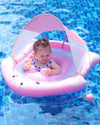 Relaxing Baby - Pool Float With Adjustable Seat Pocket,Baby Swimming Float With Canopy Of Upf 50+ Uv Protection, Super Safety Bear-Shaped Baby Floats For 6-36 Months,Pink Bear