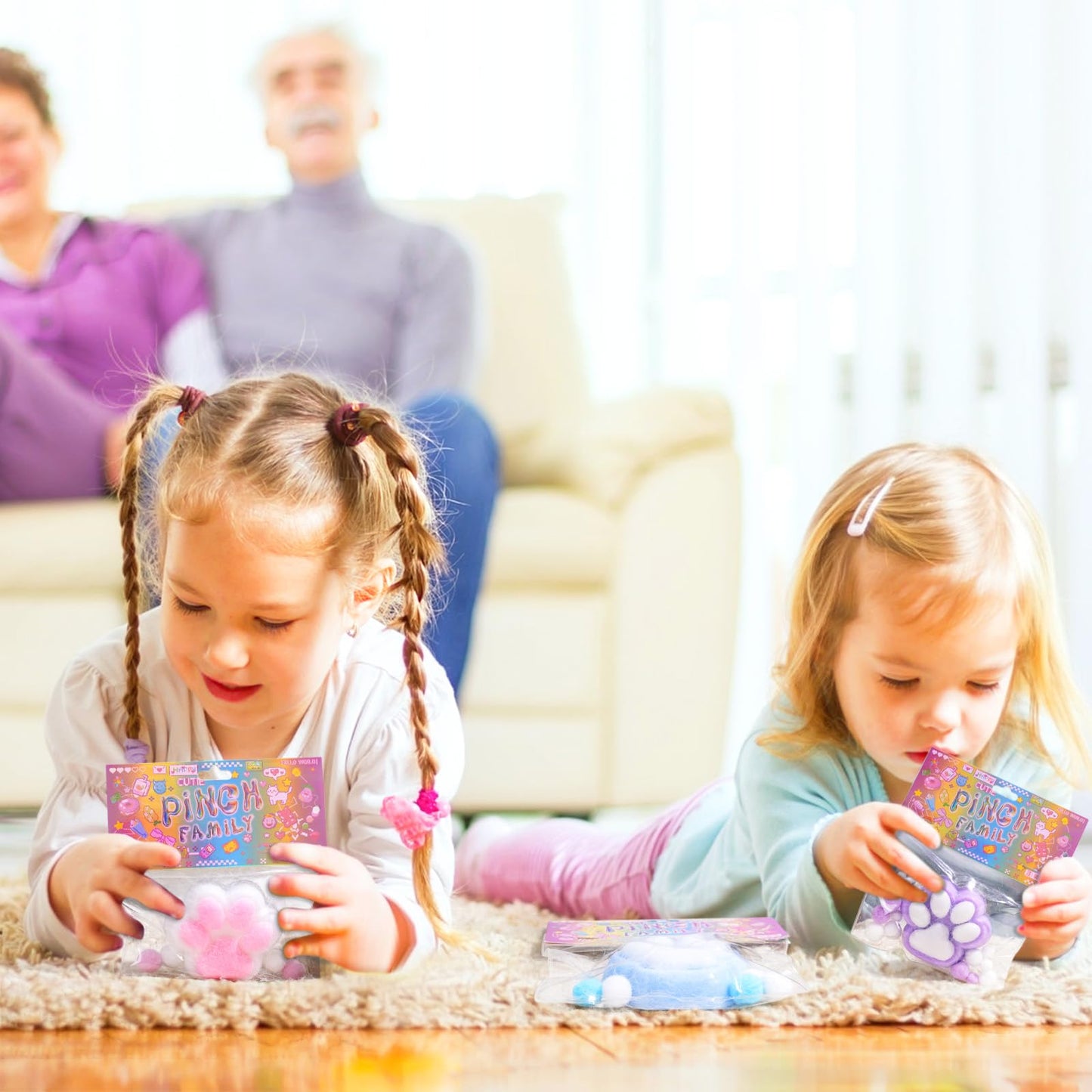 3Pcs Taba Squishy Squeeze Cat Paw Toys, Fufu Sticky Cat Paw For Stress Relief, Pinch Family Opp Packaging Sensory Toys, Chuu Chr