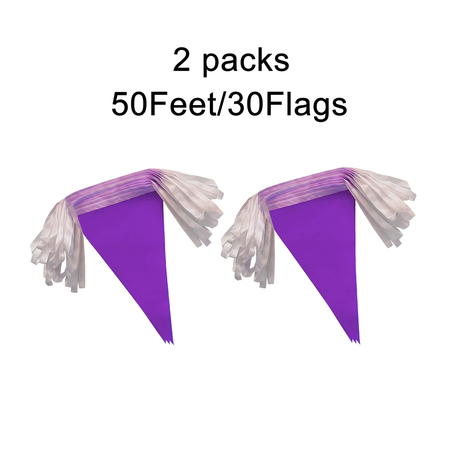 LyButty Purple Pennant Banners - 100 Feet Hanging Triangle Flags, 60 PCS Party Decorations for Birthdays & Carnivals