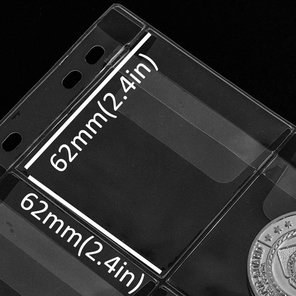 Coin Pocket Pages - Standard 9-Hole Coin Pocket Inserts Collecting Sleeves for Coins 10 Sheets CS03 Series (12 Pocket(63mm X 67m