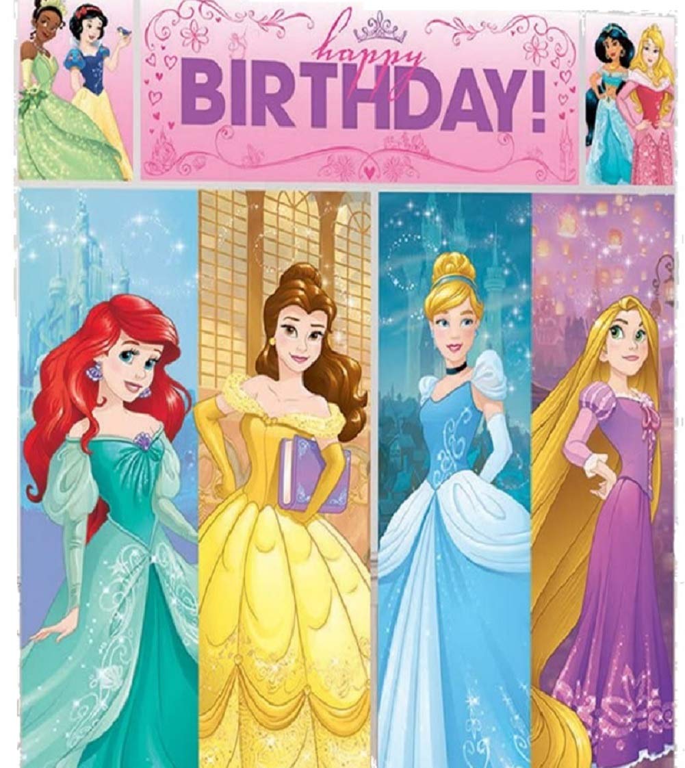 Amscan Disney Princess Dream Big Birthday Party Scene Setters Wall Decorating Kit (5 Piece), Multicolor, 59 x 65
