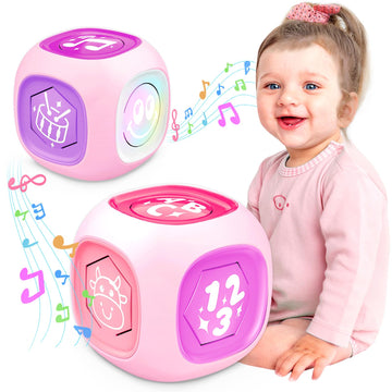 Musical Learning Toys For 1+ Year Old Girl, Bilingual Early Learning Educational Cube With Light & Sound, Baby Girl Toys 12-18 M