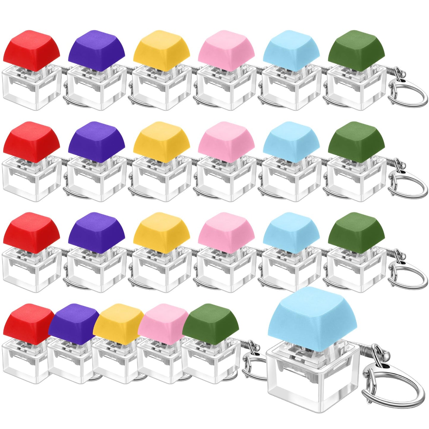 Nosiny 24 Pcs Keyboard Fidget Toys Keyboard Fidget Keychains For Adults Teens Finger Stress Relief Keycap For Boys Girls Student