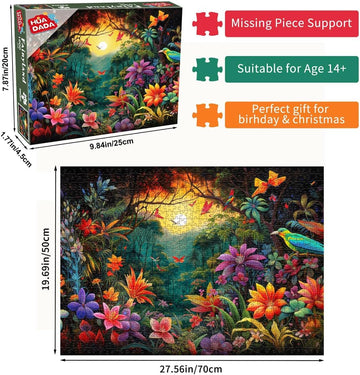 Huadada Jigsaw Puzzles For Adults 1000 Piece Jigsaw Puzzles For Adults Challenging Game Puzzles With Letters On Back (Flowers And Birds)