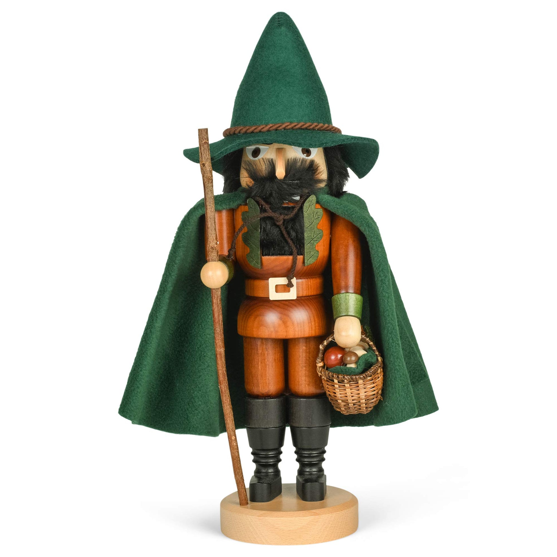 Forest Green Man with Basket 16 x 6 Wood Decorative Tabletop Figurine