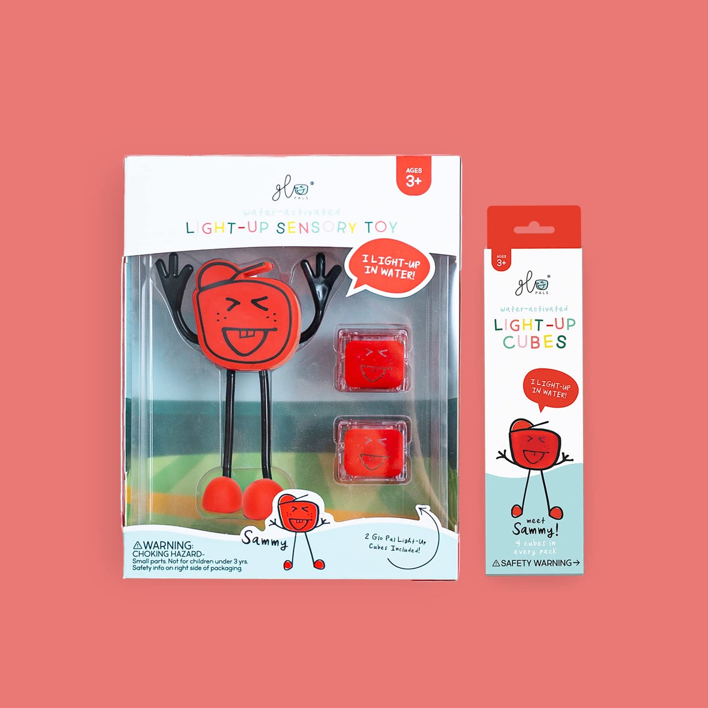 New Glo Pals Sammy Water-Activated Bath Toy With 6 Reusable Light-Up Cubes For Sensory Play