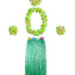 Hawaiian Luau Hula Grass Skirt With Large Flower Costume Set For Dance Party Decorations Favors (32'' - Green)