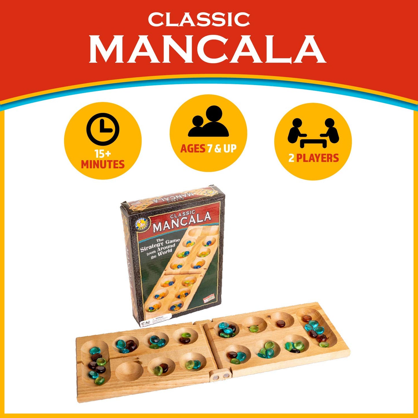 Classic Mancala - Fun Board Game For Friends And Family - Timeless Strategy Game