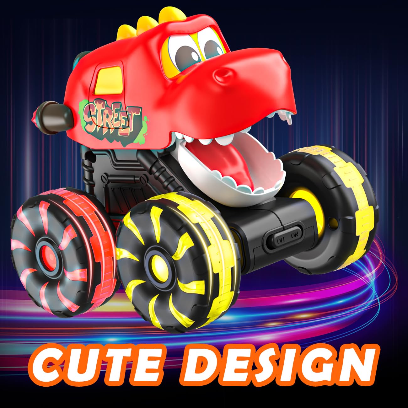 Dinosaur Monster Trucks for Toddlers 2-4:Toy Cars 3 Pack for Toddler Age 1-3,Light-Up Truck with Moving Mouth, Fun Car Toys for