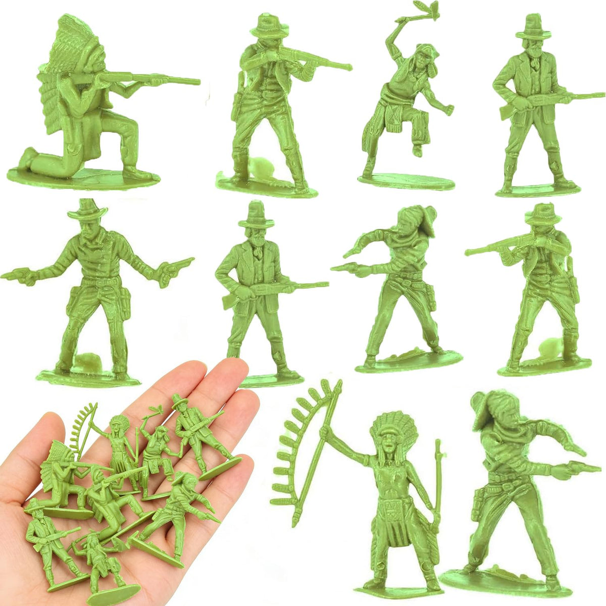 Wrzbest 60 Pcs Miniature Various Pose Cowboy Indian Soldie Figures Set  Roman Medieval Soldier Figurines, Wild West Cowboy for 