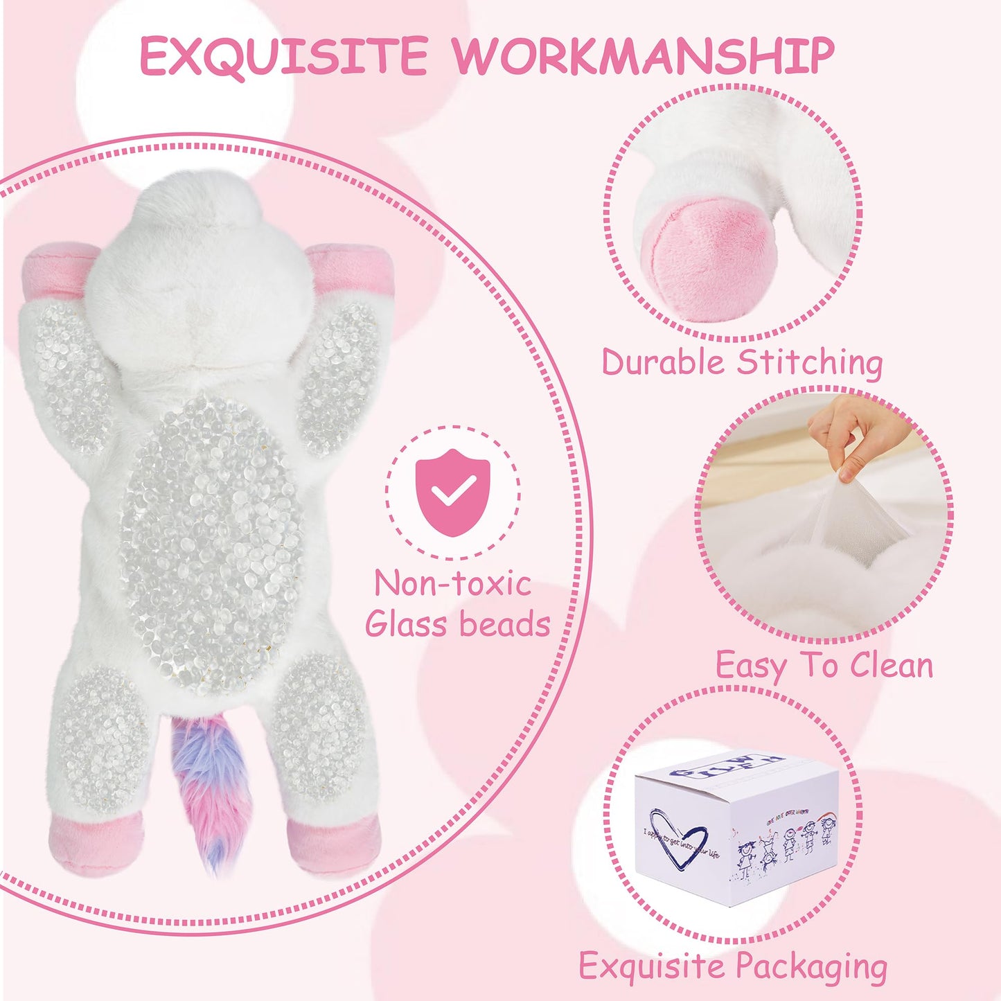 Gilfwm Weighted Stuffed Animals Unicorn - 20.5'' Cute Toy Pillow Plushie Gifts For Kids Boys Girls & Adults, 3 Lbs Ultra-Soft Wa