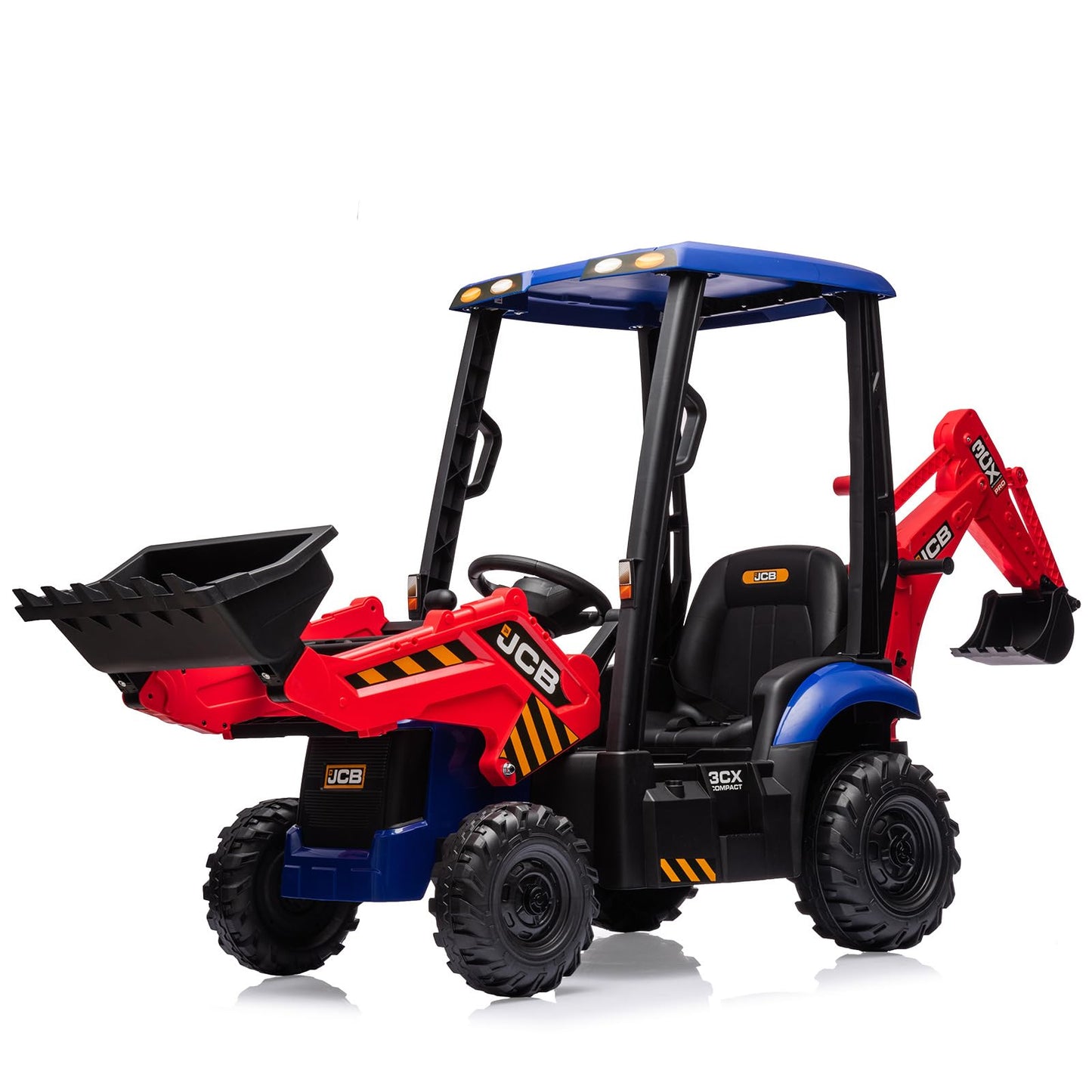 Hipicute 4 in 1 JCB Kids Excavator Ride On Toy with Remote Control & Front Loader & Digger  Four Transformable Forms Kids Ride On Car Toy