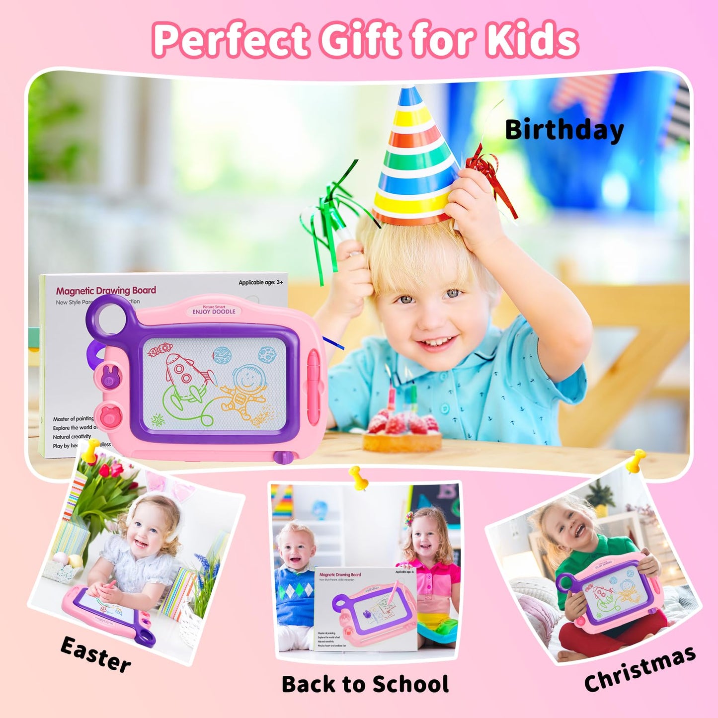Toddler Toys Magnetic Board,Magentic Drawing Doodle Board for Toddlers,Etch Travel Size Writing Painting Sketch Kids Toys for 3