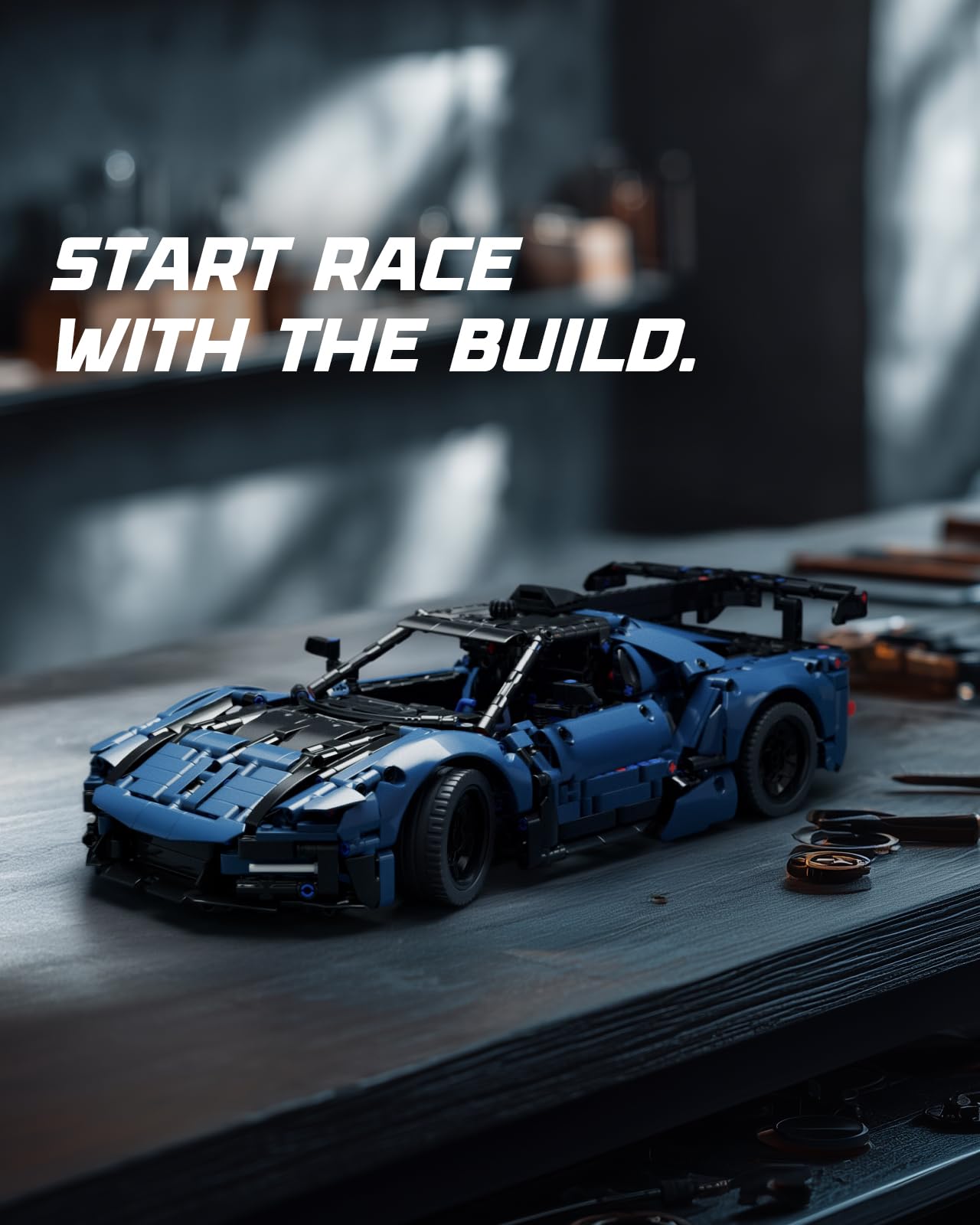 Nifeliz MCX Race Car Building Set, 1/12 Scale Sports Car Model, 1726 PCS, Blue, NF10321, Ideal Gift for Race Lovers