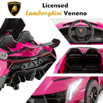 Olakids Kids Ride On Car, 12V 4Wd Licensed Lamborghini Veneno Electric Vehicle With Remote Control, Toddlers Battery Powered Toy Gift With 2 Speeds, Rocking Mode, Music, Usb, Mp3 (Green)