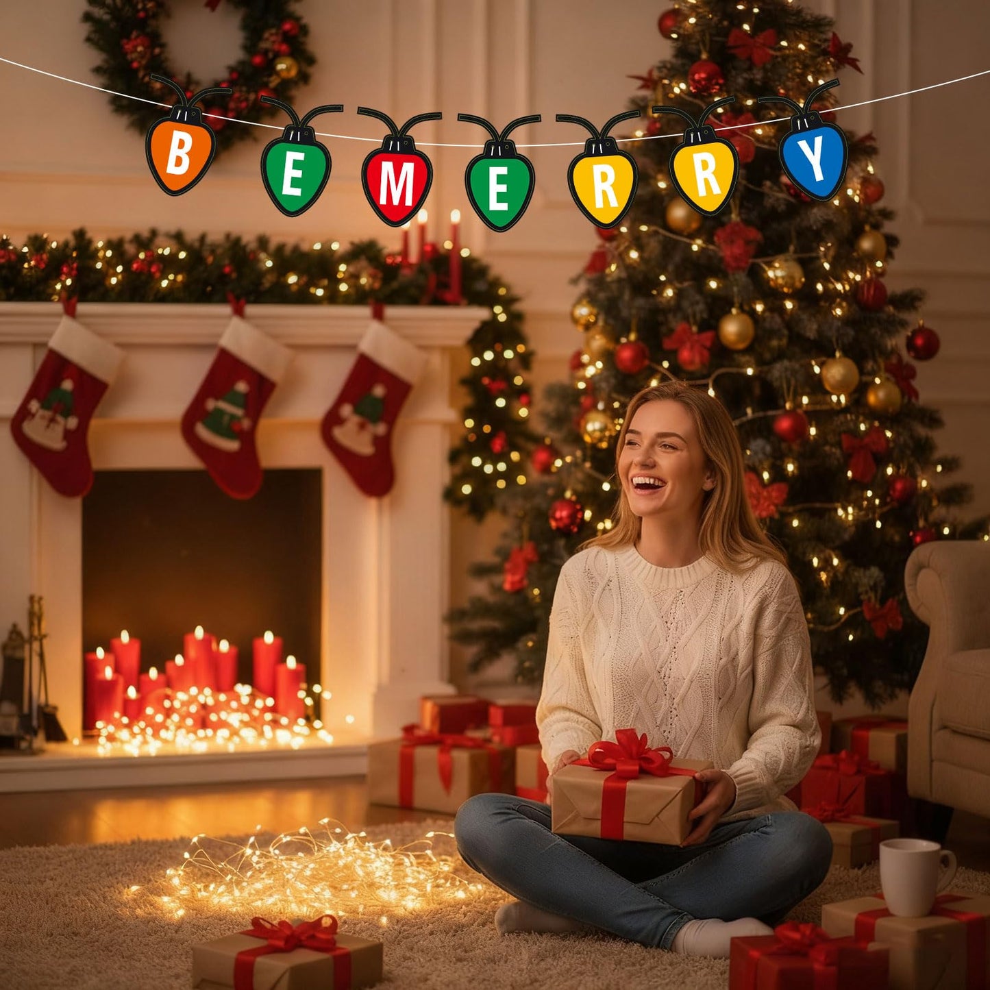 Kosiz 116 Pcs DIY Letter Custom Banner Customizable Banner Kit Merry Christmas Letter Garland Including 111 Letters Numbers 3 Ro