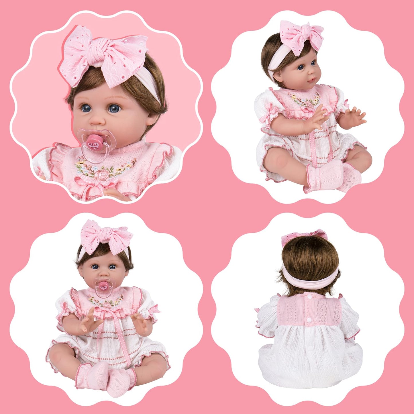 Aori Reborn Baby Dolls Clothes - Pink Outfit Clothing Set For 20-22 Inch Lifelike Newborn Girl Dolls