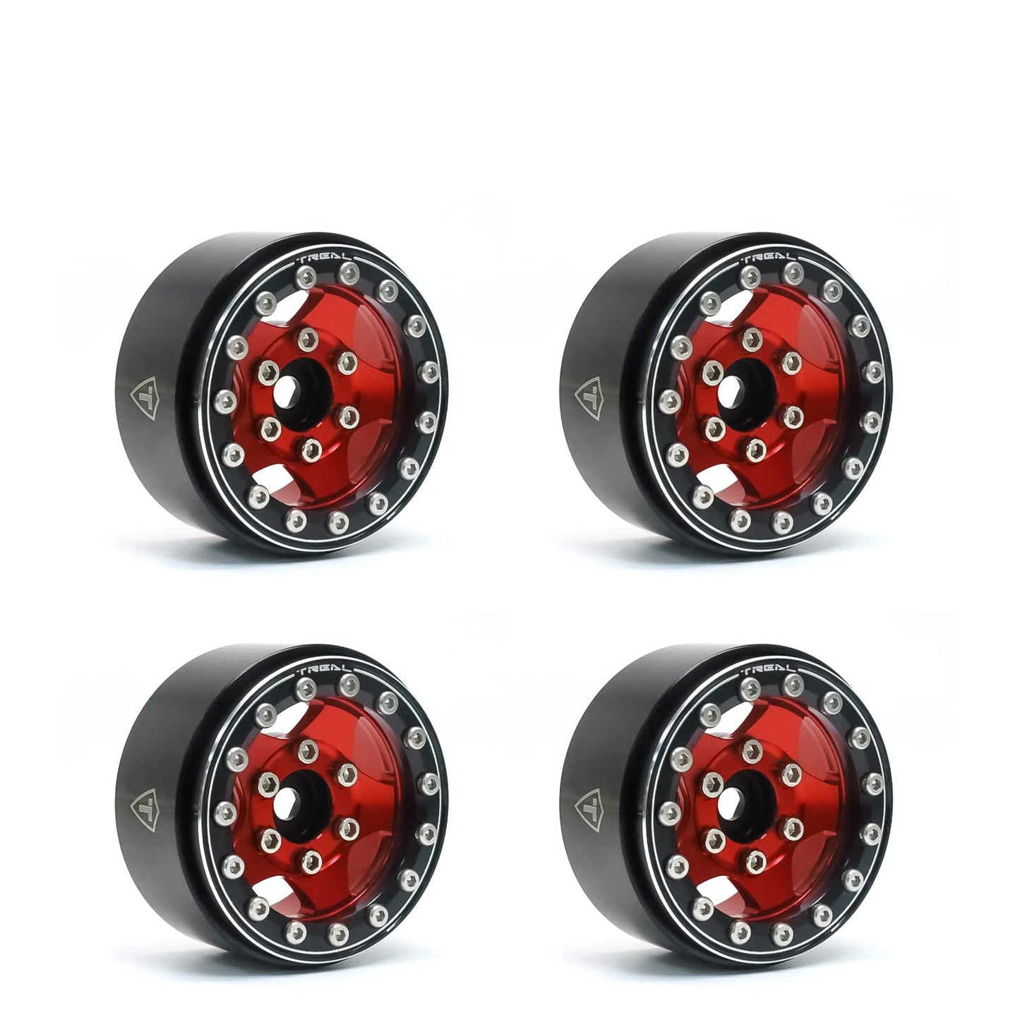 Treal 1.55'' Beadlock Wheels (4P) Aluminum CNC Machined 5-Star Wheels for 1/18 UTB18 and 1/10 RC Crawler Car Axial AX90069 D90 T