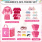 Shihanee 30 Pcs Spa Party Supplies For Girls, 6 Satin Robe 6 Kids Slippers Sleepover Birthday Spa Party Favors (5 Rose Red, 1 Pi
