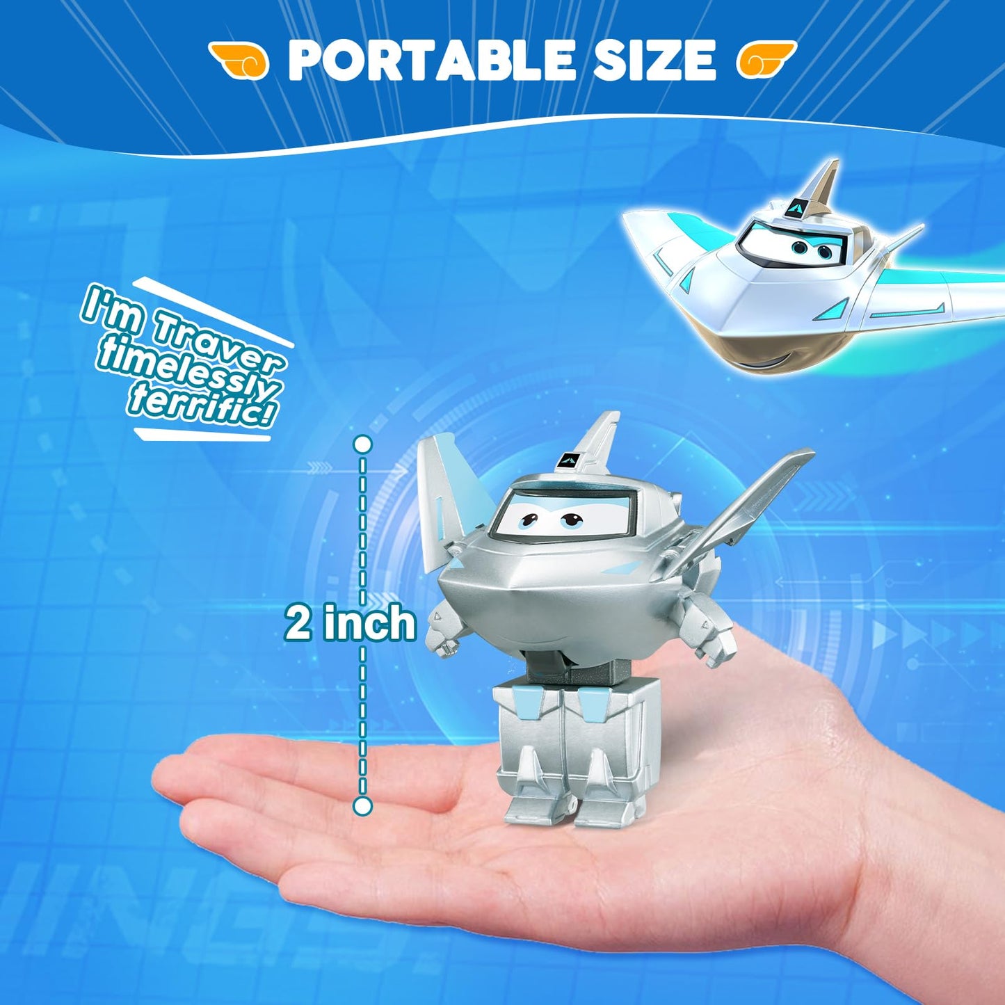 Super Wings Transformable Toys, 2 In Traver Robot Transforming Action Figures, 2-In-1 Mode Robot Toys For Boys Girls 4-6 6-8, Fu