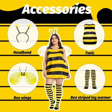 Seawhisper Halloween Costumes For Women Plus Size Bumble Bee Costume For Women 16 18