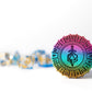 Metallic Dice Games Fanroll Metal d20 Spinner: Torched Rainbow