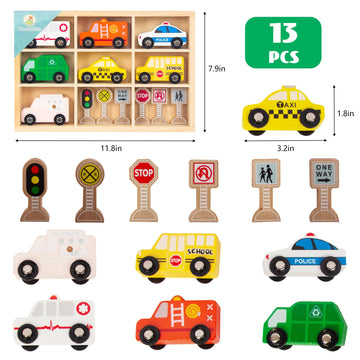 Woodenedu Wooden Train Car Sets For Toddlers, Train Toy Magnetic Sets Fits Brio, Thomas, Melissa And Doug, Kids For Boys Girls 3