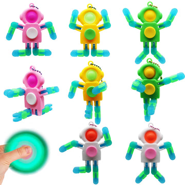 8 Pack Pop Fidget Spinner, Deformable Luminous Fidget Spinners Toy, Wacky Tracks Fidget Toys, Keychain Fidget Toys For Birthday