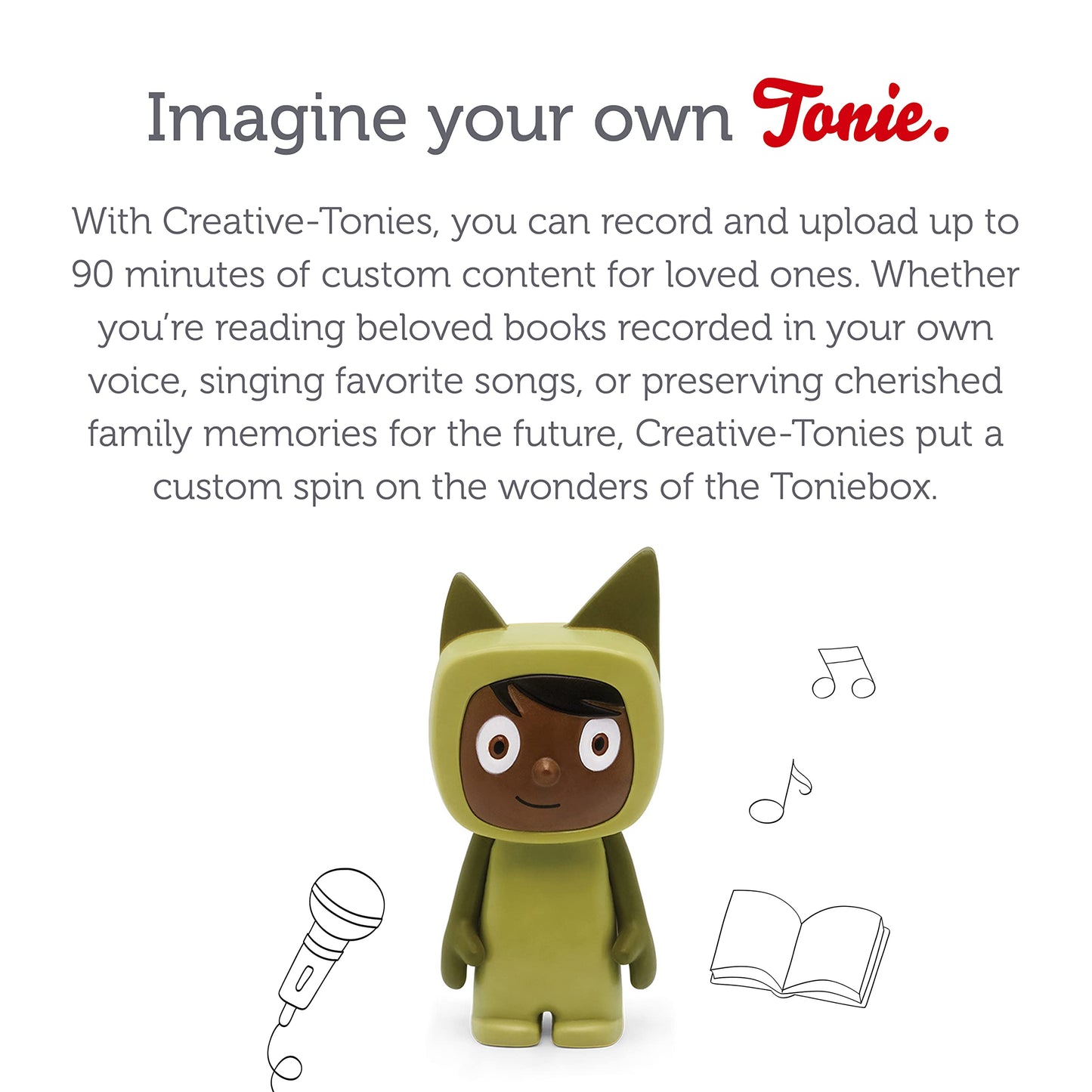 Tonies Creative Audio Character - Record And Upload Up To 90 Minutes Of Your Own Stories And Songs - Green/Dark