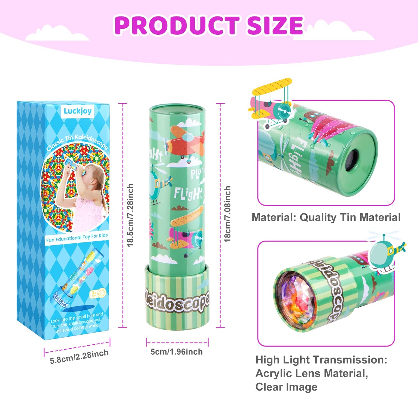 Classic Tin Kaleidoscope, Kaleidoscope For Kids, Kaleidoscope Toy With Metal Body, Retro Toys Educational Toys Green Kaleidoscop