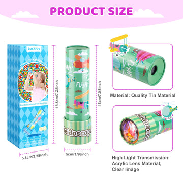 Classic Tin Kaleidoscope, Kaleidoscope For Kids, Kaleidoscope Toy With Metal Body, Retro Toys Educational Toys Green Kaleidoscop