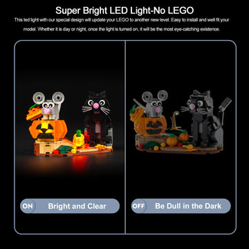 Brickbling Led Light Compatible With Lego Halloween Cat & Mouse 40570 Building Kit,Halloween Décor Lights Compatible With Lego 40570, Creative Lighting Kit-Not Included The Model
