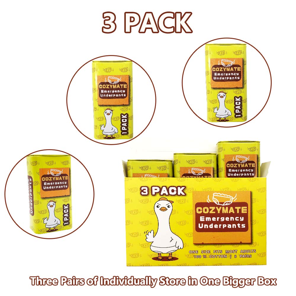 Cozymate 3 Pairs Emergency Underpants In A Can Instant Underwear Travel Out Emergency Underpants In Compact Tin Container White Elephant Gift Exchange Great Funny Gag Gifts For Men Women
