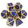 Haxtec Metal Dnd Dice Set 7 Die Gold Blue Metal D&D Dice For Dungeons And Dragons Games-Glossy Enamel Dice (Gold Blue)
