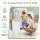 Costzon Kids Corner Kitchen Playset, 8-In-1 Wooden Play Kitchen Toy Set W/Realistic Microwave, Oven, Stove, Refrigerator, Water